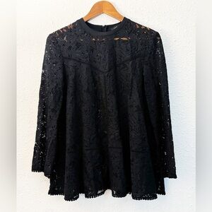 Zara Woman Black Lace Swing Top Size Medium